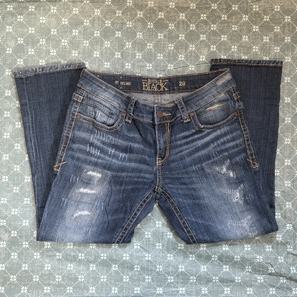 Buckle black fit no.146 29 cropped distressed Blue denim Jeans - Picture 6 of 8